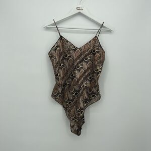 Indulgence Vintage Paisley Sleep Bodysuit One Piece Size Small